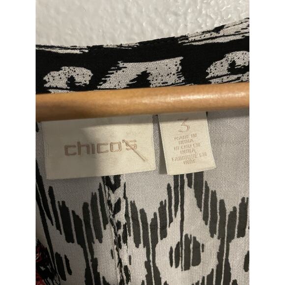 Chicos Womens Tunic Size 3 US XL Black White Abstract Rayon Sheer Relaxed Artsy - Picture 4 of 8